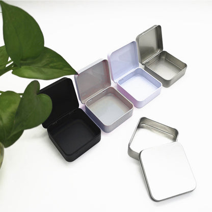 Mini Tinplate Storage Box, Square Small Tin Box Portable, Solid Color Packaging Tins Container Coin Jewelry Box Geometri
