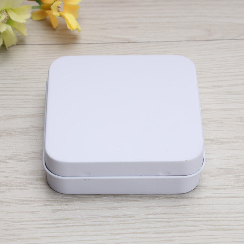 Mini Tinplate Storage Box, Square Small Tin Box Portable, Solid Color Packaging Tins Container Coin Jewelry Box Geometri