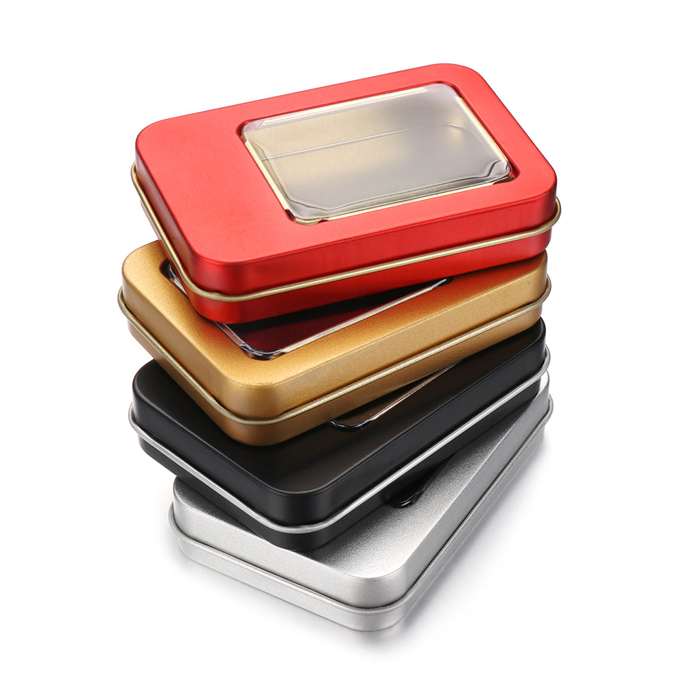 Clear Window Top Metal Tin Can Box, Hot Rectangular Jewelry Storage Case, Crafts Box for Home Storage Dampproof