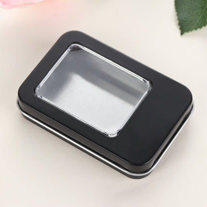 Clear Window Top Metal Tin Can Box, Hot Rectangular Jewelry Storage Case, Crafts Box for Home Storage Dampproof