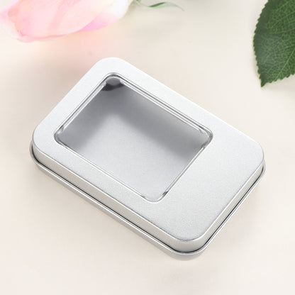 Clear Window Top Metal Tin Can Box, Hot Rectangular Jewelry Storage Case, Crafts Box for Home Storage Dampproof