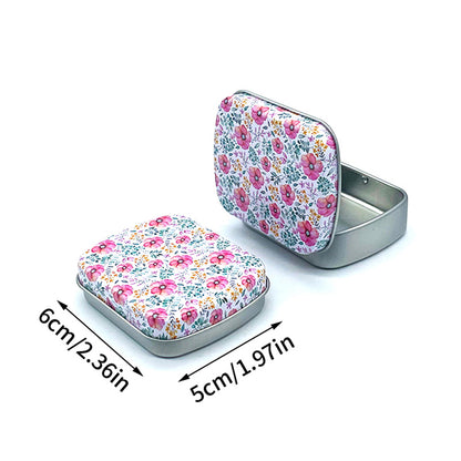 Rectangular Flip Metal Tin Box with Lid, Mini Small Storage Container Kit, Candy Pill Case Organizer for Home and Party