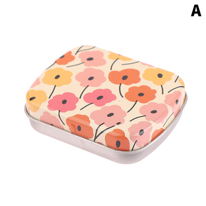 Rectangular Flip Metal Tin Box with Lid, Mini Small Storage Container Kit, Candy Pill Case Organizer for Home and Party