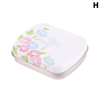 Rectangular Flip Metal Tin Box with Lid, Mini Small Storage Container Kit, Candy Pill Case Organizer for Home and Party
