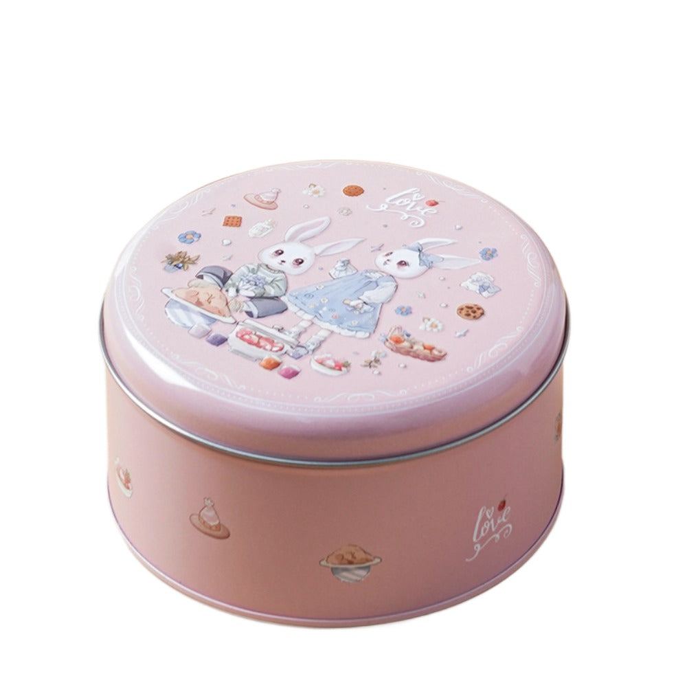 Cartoon Rabbit Tinplate Candy Chocolate Boxes, Metal Round Cookie Tin Packaging, Multifunction Empty Biscuit Iron Can
