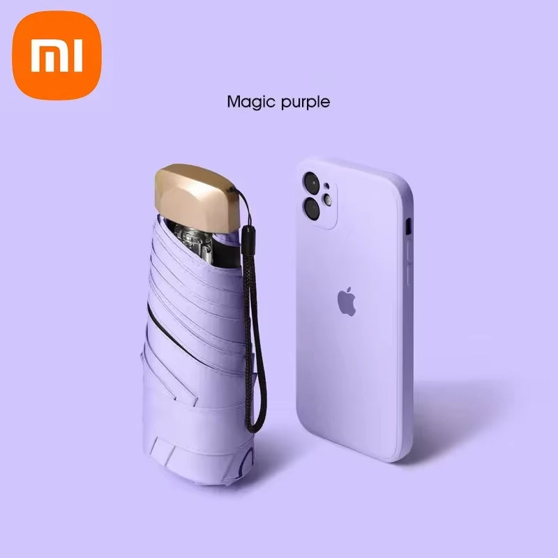 Xiaomi Mini Capsule Umbrella, Ultra Light Small Pocket Rain Umbrella with Vinyl Folding & UV Protection