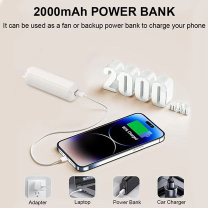 Portable Mini Handheld Fan With USB Rechargeable 2000mAh Power Bank And 3Speed Foldable Design 3