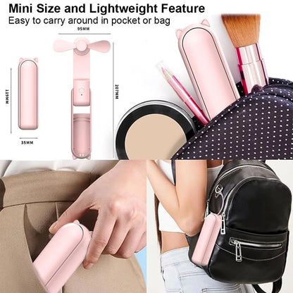 Portable Mini Handheld Fan With USB Rechargeable 2000mAh Power Bank And 3Speed Foldable Design 5