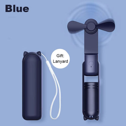 Portable Mini Handheld Fan With USB Rechargeable 2000mAh Power Bank And 3Speed Foldable Design 8