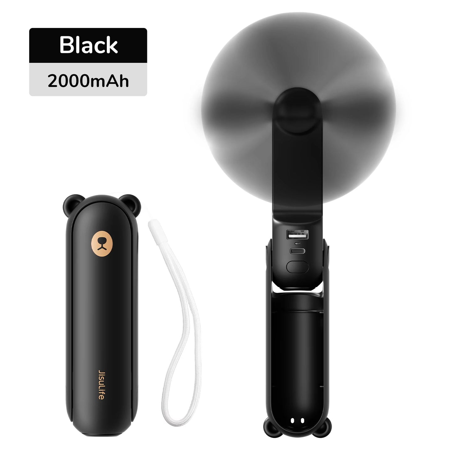 JISULIFE 3in1 Portable Handheld Fan With Power Bank And Flashlight 4500mAh USB Rechargeable 9