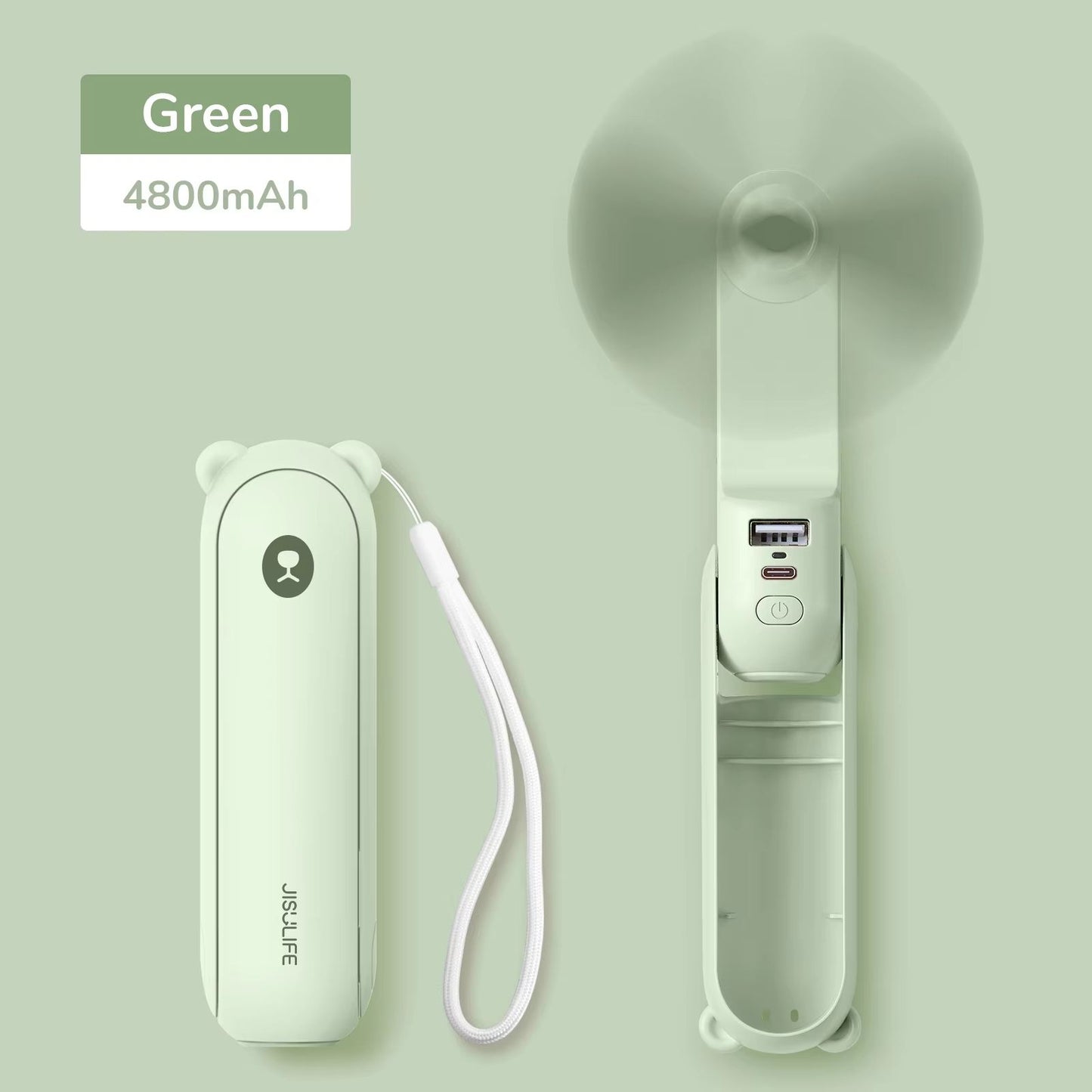 JISULIFE 3in1 Portable Handheld Fan With Power Bank And Flashlight 4500mAh USB Rechargeable 16