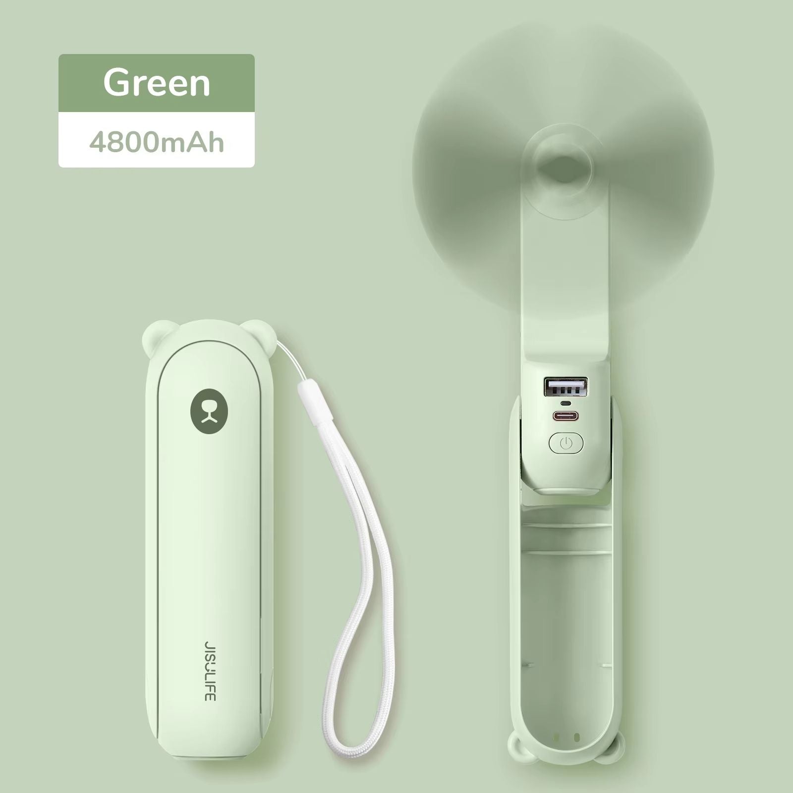 JISULIFE 3in1 Portable Handheld Fan With Power Bank And Flashlight 4500mAh USB Rechargeable 16