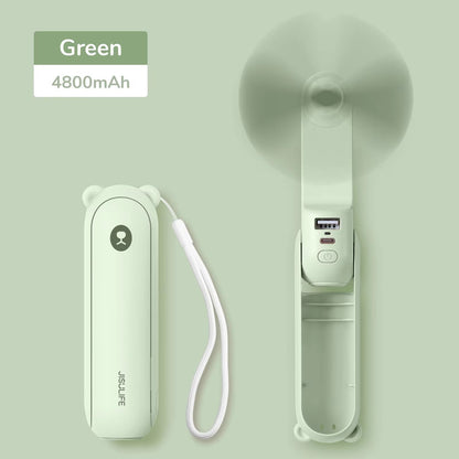 JISULIFE 3in1 Portable Handheld Fan With Power Bank And Flashlight 4500mAh USB Rechargeable 16