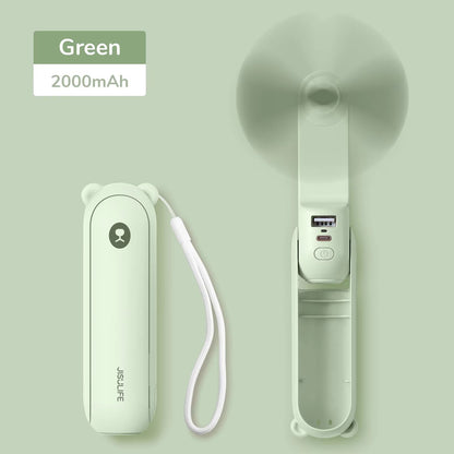 JISULIFE 3in1 Portable Handheld Fan With Power Bank And Flashlight 4500mAh USB Rechargeable 8