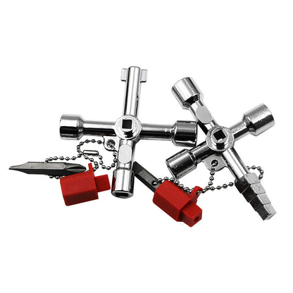Universal Multifunction Cross Switch Square Key Wrench Alloy Triangle Tool for Elevator, Electrical Box, Cabinet
