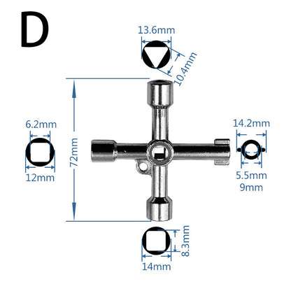 Universal Multifunction Cross Switch Square Key Wrench Alloy Triangle Tool for Elevator, Electrical Box, Cabinet