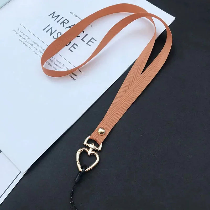 Universal Cell Phone Crossbody Lanyard Strap Adjustable, Metal Heart Phone Strap Neck, Anti Lost Hanging Rope