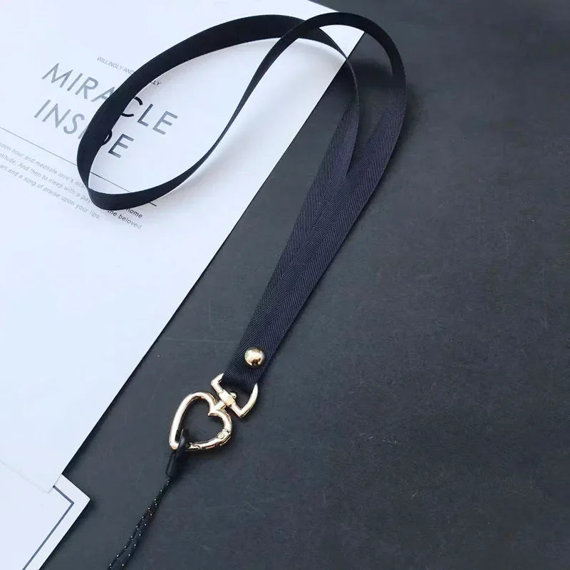 Universal Cell Phone Crossbody Lanyard Strap Adjustable, Metal Heart Phone Strap Neck, Anti Lost Hanging Rope