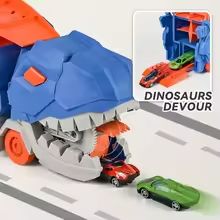 Foldable Dinosaur Truck With Race Track And Transforming TRex Toy  Interactive Playset For Kids 1