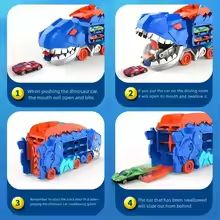 Foldable Dinosaur Truck With Race Track And Transforming TRex Toy  Interactive Playset For Kids 2