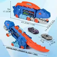 Foldable Dinosaur Truck With Race Track And Transforming TRex Toy  Interactive Playset For Kids 4