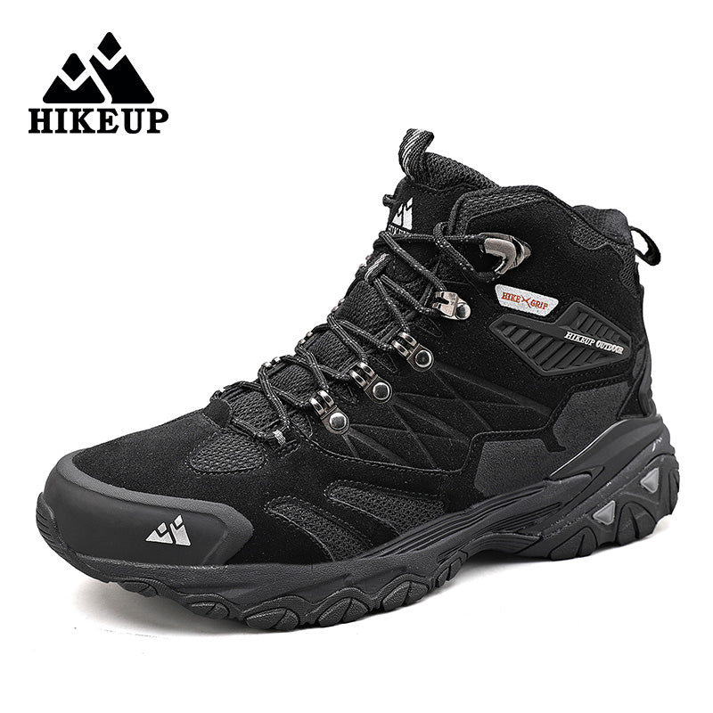 HIKEUP Winter Boot Men Suede High Top Hiking Boots Outdoor Trekking Shoes Rainproof Tactical Combat 3