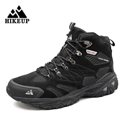 HIKEUP Winter Boot Men Suede High Top Hiking Boots Outdoor Trekking Shoes Rainproof Tactical Combat 3