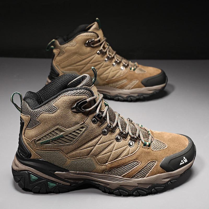HIKEUP Winter Boot Men Suede High Top Hiking Boots Outdoor Trekking Shoes Rainproof Tactical Combat 1