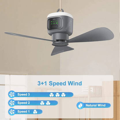 Portable Camping Fan with LED Light and Remote Rechargeable 12000mAh Ceiling Fan