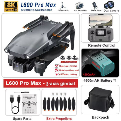 L600 PRO MAX 2025 GPS Drone With 4K Dual Camera  3Axis Gimbal 8