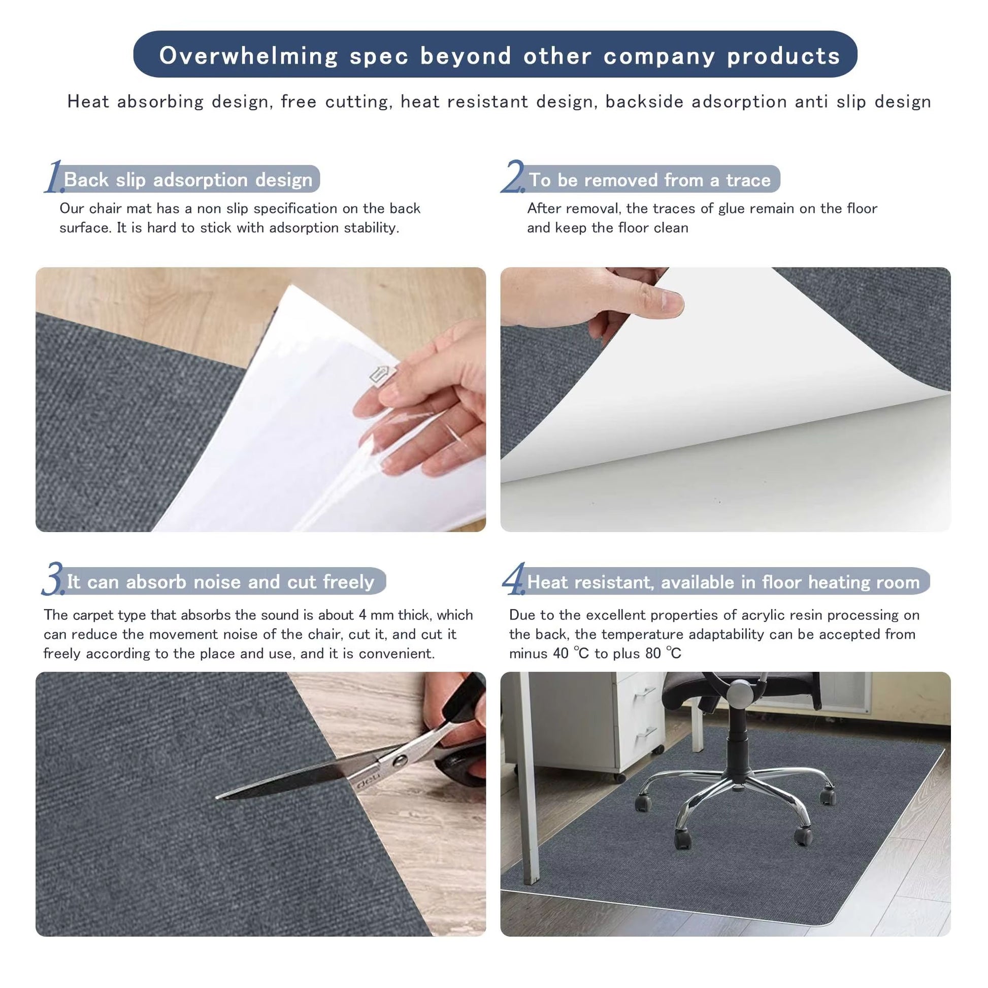 Keilymat 90x120cm Office Chair Mat  Hardwood Floor Protector For Gaming  Work 2