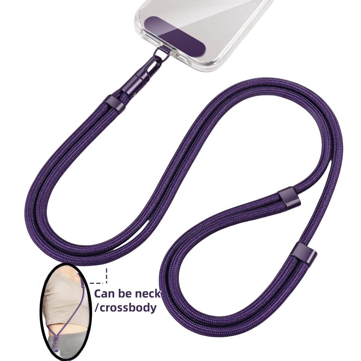 Upgraded Anti-Drop Universal Phone Lanyard with Clip, 360 Rotation Adjustable Neck Strap, Crossbody Holder for All Phone