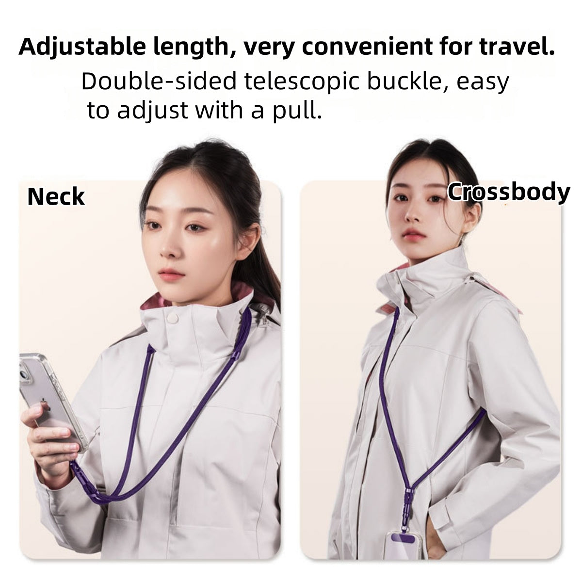 Upgraded Anti-Drop Universal Phone Lanyard with Clip, 360 Rotation Adjustable Neck Strap, Crossbody Holder for All Phone