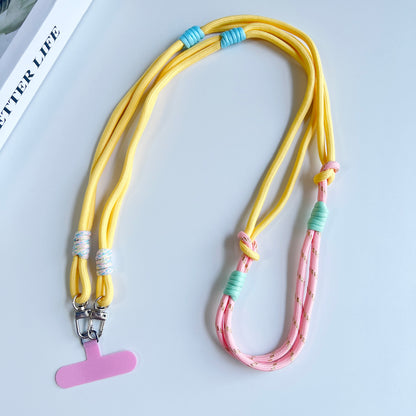 Double Color Personalized Mobile Phone Universal Lanyard, Long Rope Shoulder Strap, Trendy Fashion Safety Neck Rope