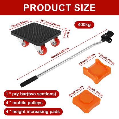 600KG Heavy Duty Furniture Lifter Mover, Labor-Saving Slider Roller Dolly for Easy Transpor
