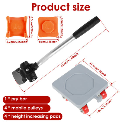 600KG Heavy Duty Furniture Lifter Mover, Labor-Saving Slider Roller Dolly for Easy Transpor