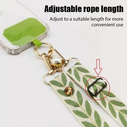 Mobile Phone Lanyard Crossbody Card Neck Cord Clip, Adjustable Long Rope with Pearl Hanging Charm, Anti-lost Strap