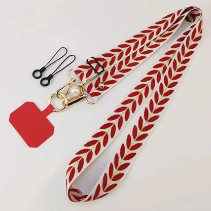 Mobile Phone Lanyard Crossbody Card Neck Cord Clip, Adjustable Long Rope with Pearl Hanging Charm, Anti-lost Strap