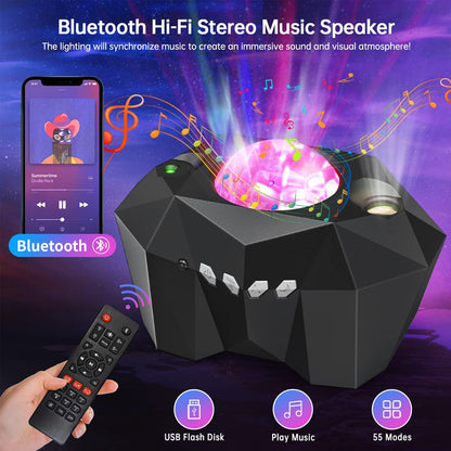 Magic Sky Galaxy Projector with Bluetooth Speaker, Northern Lights, Stars, and Moon Night Light for Kids Room Decor