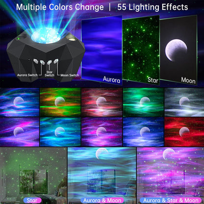 Magic Sky Galaxy Projector with Bluetooth Speaker, Northern Lights, Stars, and Moon Night Light for Kids Room Decor