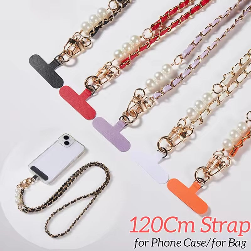 Womens Color Long Crossbody Phone Lanyard Pearl Pickup Chain Long Neck Shoulder Strap Universal Ant 2