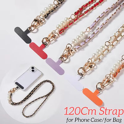 Womens Color Long Crossbody Phone Lanyard Pearl Pickup Chain Long Neck Shoulder Strap Universal Ant 2