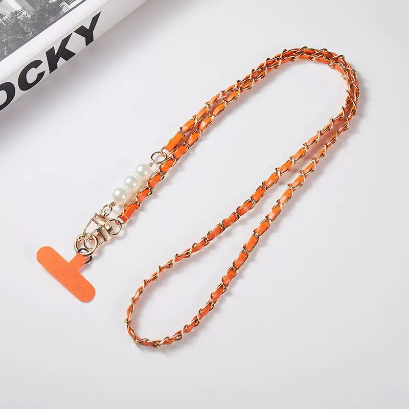 Womens Color Long Crossbody Phone Lanyard Pearl Pickup Chain Long Neck Shoulder Strap Universal Ant 7