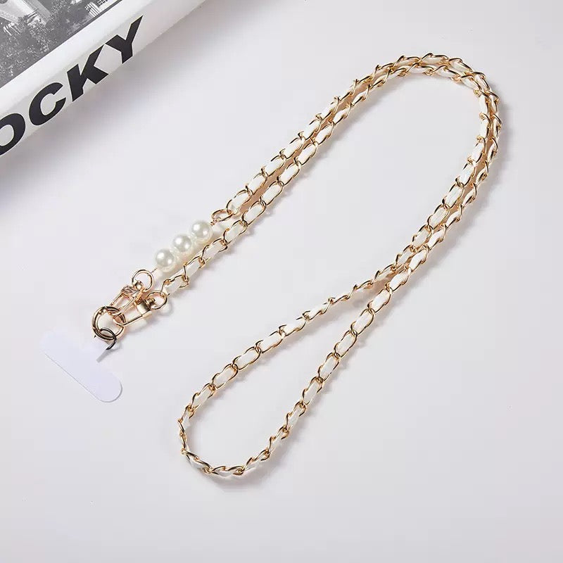 Womens Color Long Crossbody Phone Lanyard Pearl Pickup Chain Long Neck Shoulder Strap Universal Ant 9
