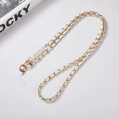 Womens Color Long Crossbody Phone Lanyard Pearl Pickup Chain Long Neck Shoulder Strap Universal Ant 9