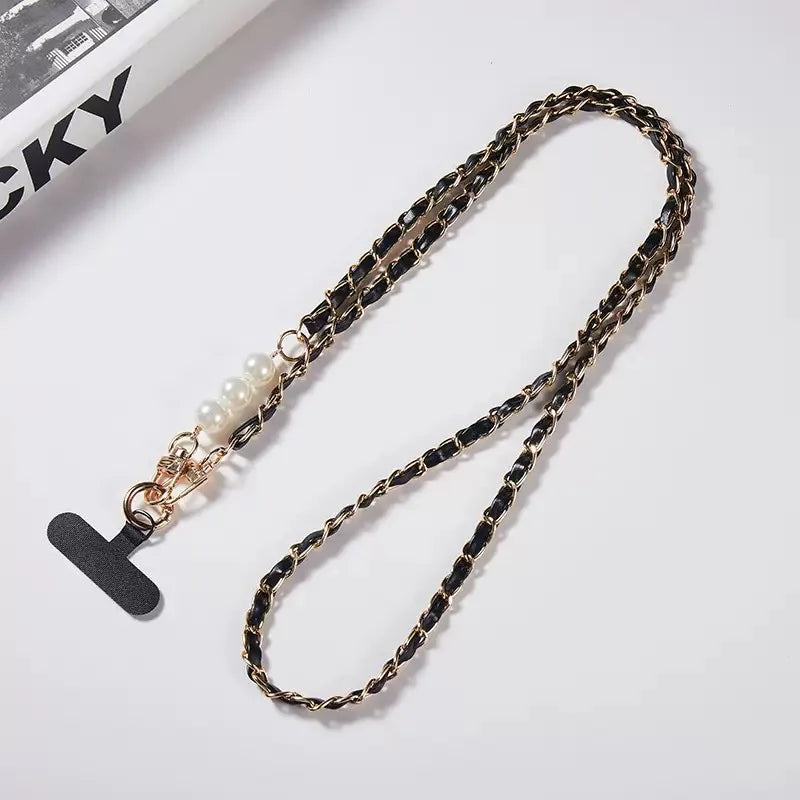 Womens Color Long Crossbody Phone Lanyard Pearl Pickup Chain Long Neck Shoulder Strap Universal Ant 10