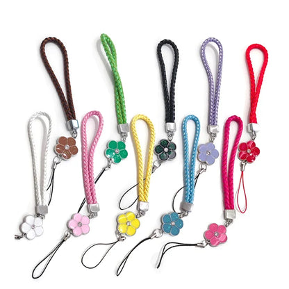 Colorful Small Flower Mobile Phone Lanyard, Solid Color Phone Wrist Strap for USB, ID Card Keychain Universal Accessory