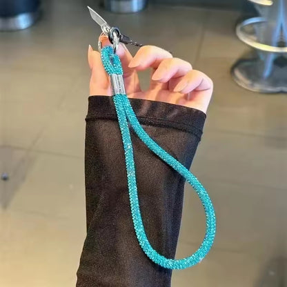 Crystal Glitter Phone Lanyard, Wrist Strap Keychain, Anti Lost Rope for iPhone 16 Samsung, Universal Bling Hanging Cord