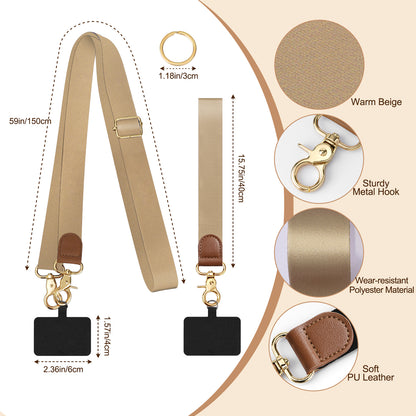 Universal Cell Phone Neck Lanyard, Phone Lanyard Crossbody Wrist Strap, Adjustable Anti-Theft Strap for All Smartphone