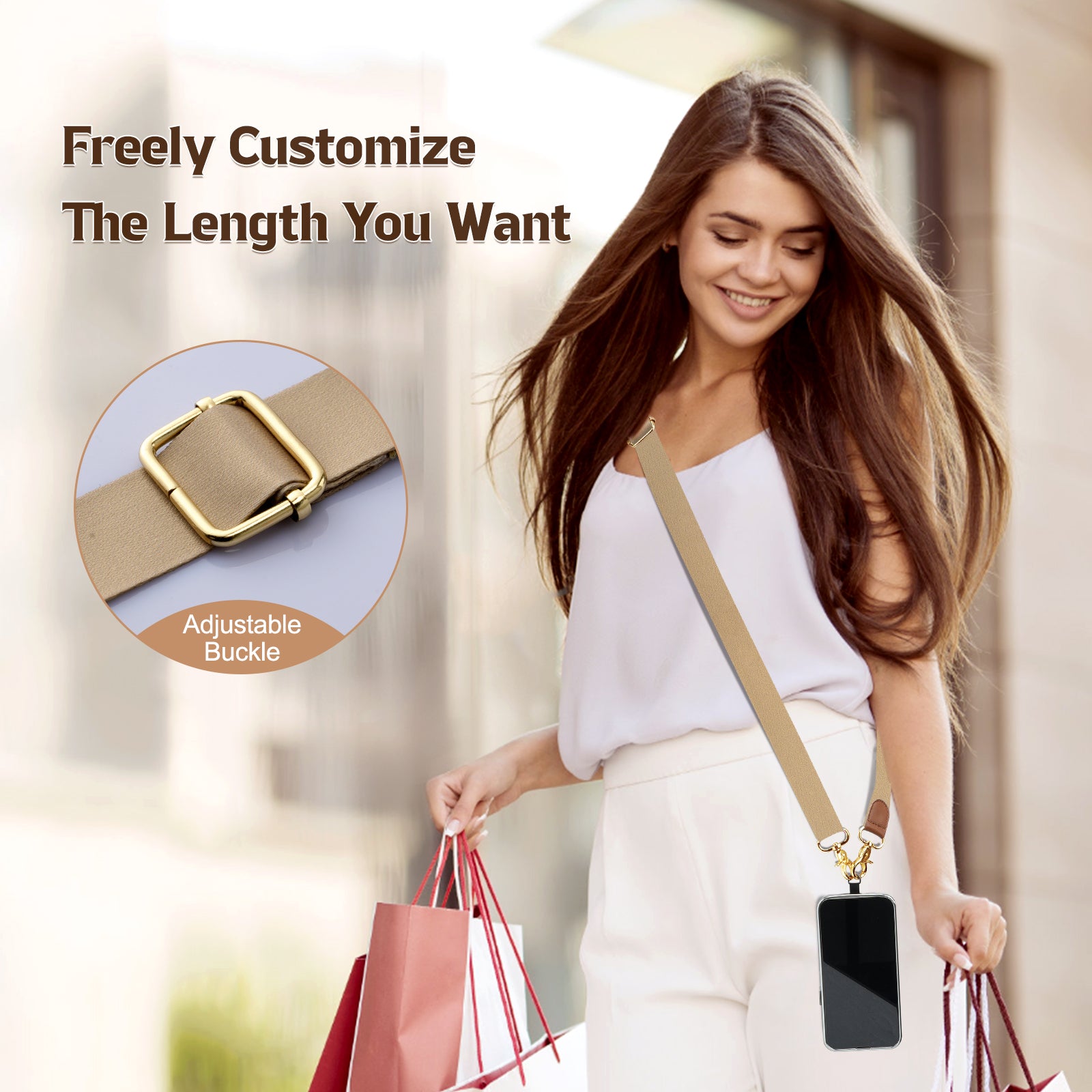Universal Cell Phone Neck Lanyard, Phone Lanyard Crossbody Wrist Strap, Adjustable Anti-Theft Strap for All Smartphone